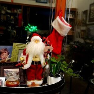 BEAUTIFUL SANTA STATUE DRESSED IN VELVET AND FUR!!! LIKE NEW!!!